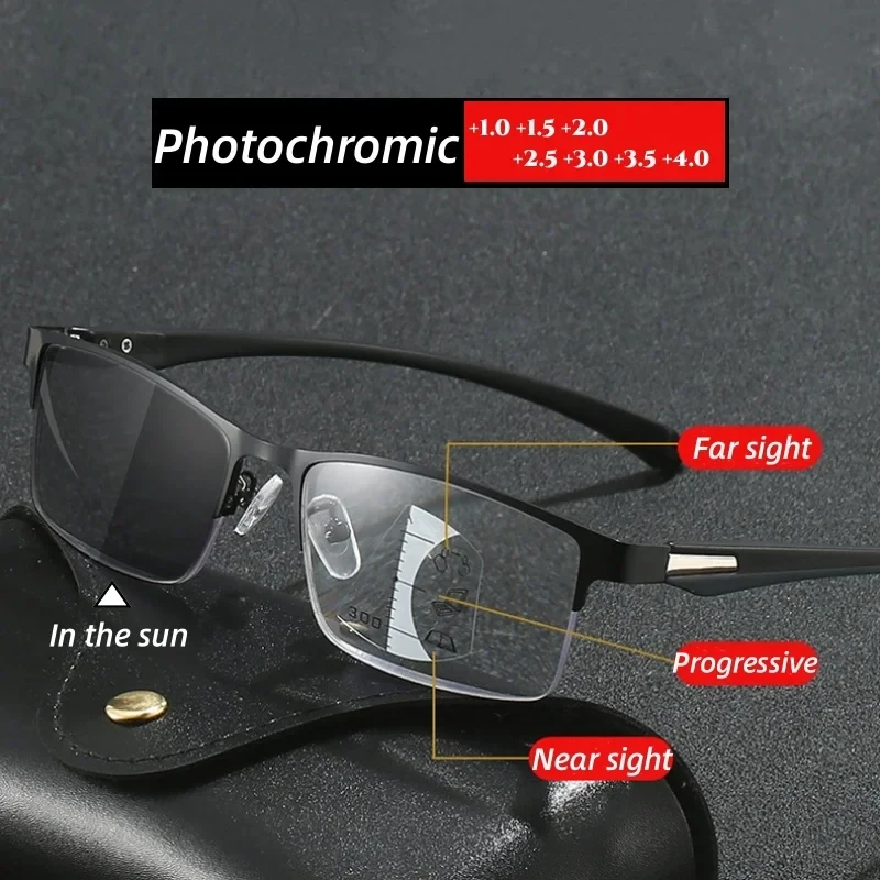 Titan Multifokale Photochrome Lesebrille Männer TR90 Progressive Bifokale Anti Blau Licht UV Schutz Presbyopie Brille