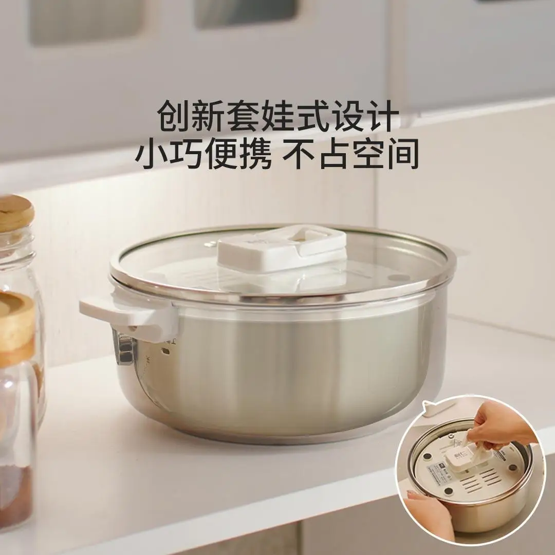 LIOEN 220V 100W 2L Multi-functional Split Type Electric Hot Pot304 Stainless Steel Material Split Design 3rd Gear Firepower