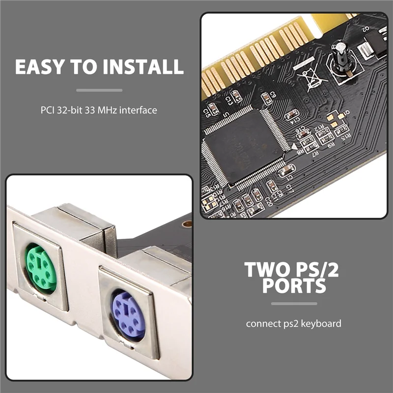 

Карта адаптера PCI на 2 порта Ps2 Карта Ps/2 Pci Карта Pci Ps2 без USB для клавиатуры и мыши Комбинированная карта адаптера