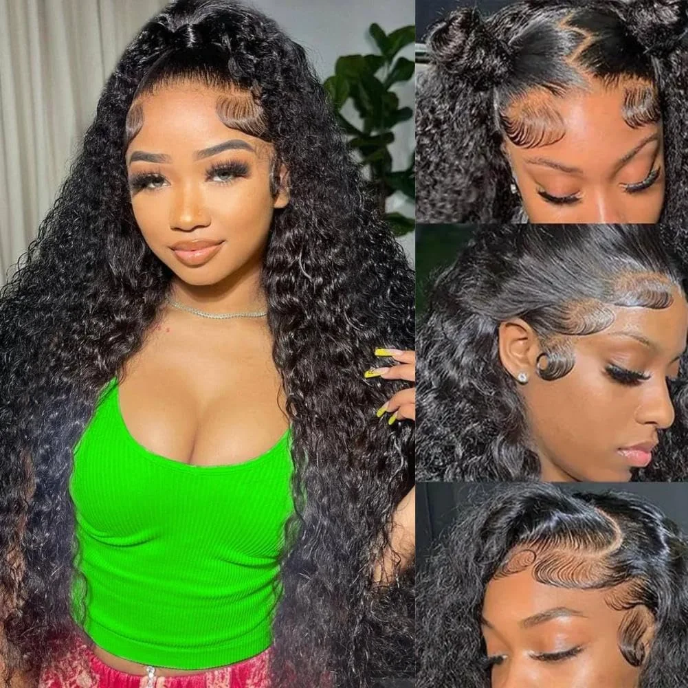 30 Inch Deep Wave Lace Front Wig Human Hair Pre Plucked 13x4 HD Lace Front Wigs 200 Density Deep Curly Wigs Human Hair for Women