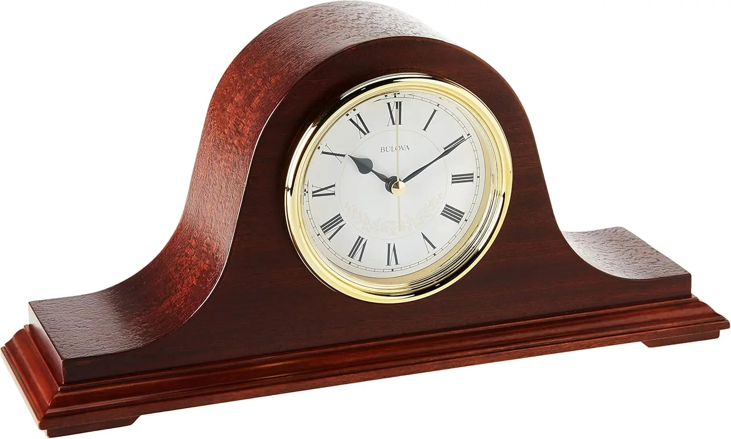 

Classic Mahogany Mantel Clock with Westminster Melody, Battery-Powered Chiming on the Hour