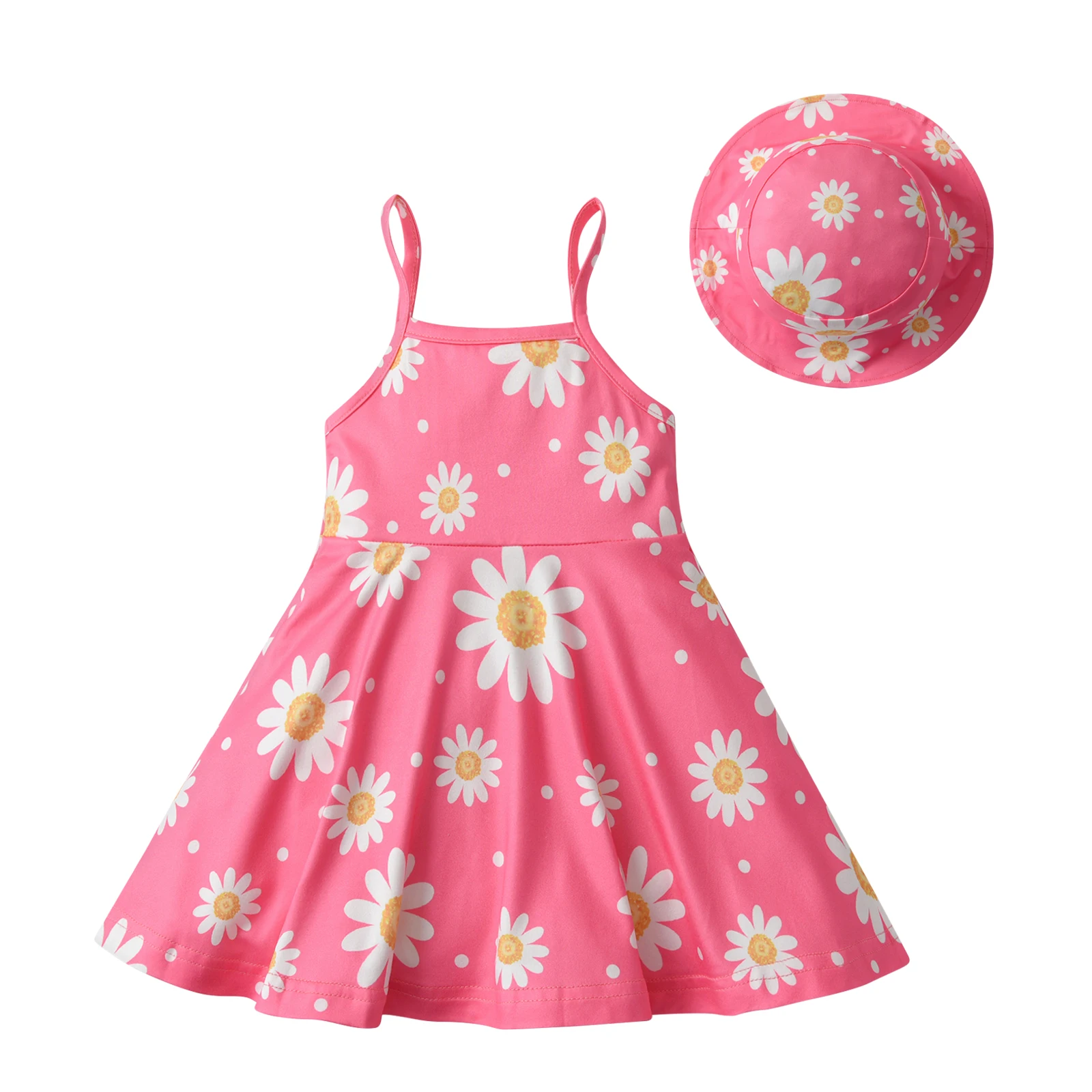 

Повседневное детское платье для девочек, жилет без рукавов, юбка на бретелях, летнее тонкое Цветочное платье для маленьких девочек с шапочкой, детская одежда