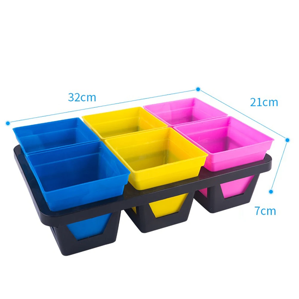 

3pcs 6-Grid Plastic Flowerpot Tray Durable Breathable Succulent Holder Bracket Water Storable Plant Pot Carrier For Office Desk