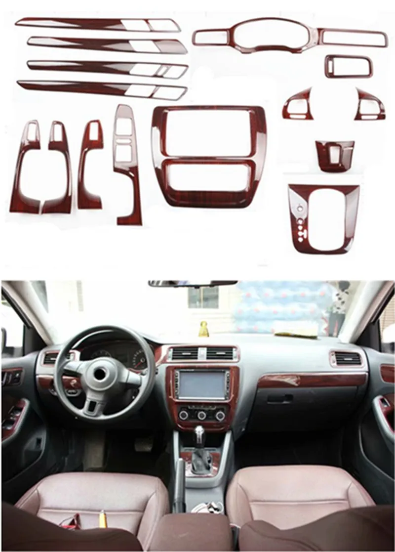 1lot Car stickers ABS Mahogany inside decoration cover for Volkswagen vw 2012-2014 Jetta 6 MK6