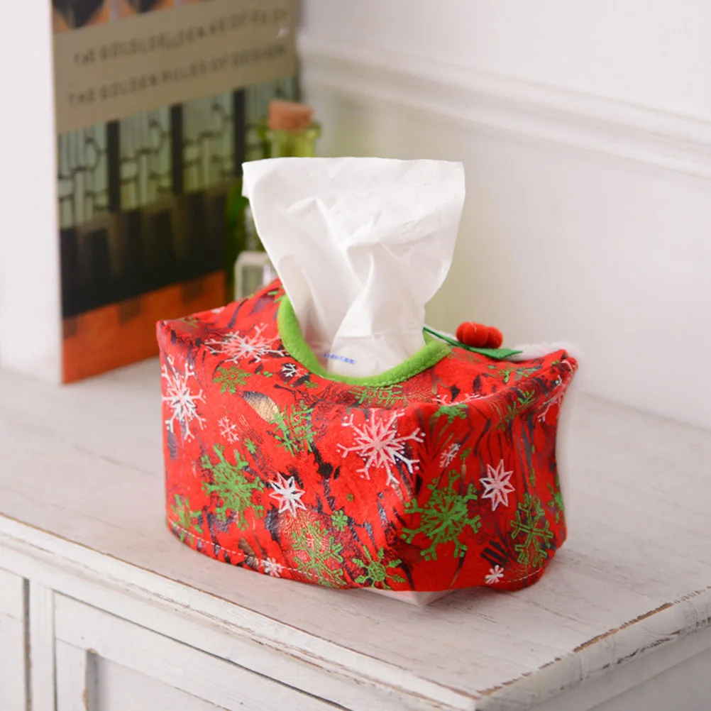 

2Pcs Christmas Non Woven Fabric Dining Table Decorations Easy Wash Storage Tissue Bag Bag Tissue Box Home Adornment