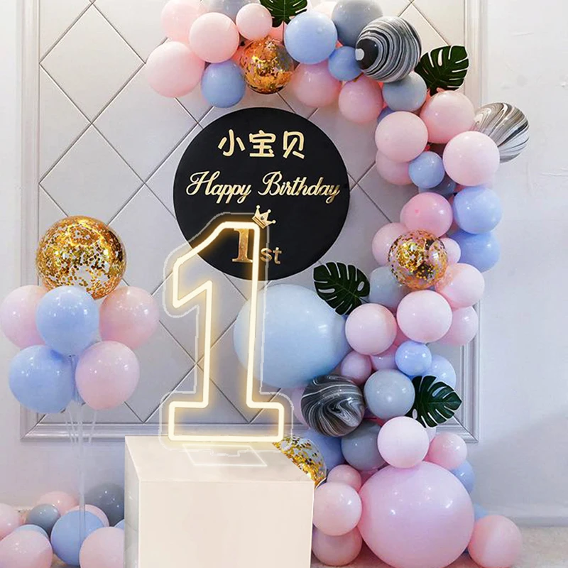 38cm Numbers Neon Sign 0-9 Number Light Sign for Birthday Party Shop Store Promotion USB powered dimmable Neon with Stand Base