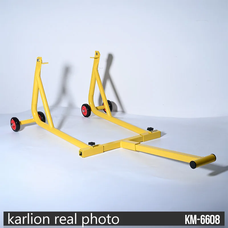 KARLION Premium Quality Motorcycle Paddock Lift Stand Front & Rear Wheel Support Tool for Repair Maintenance Parking