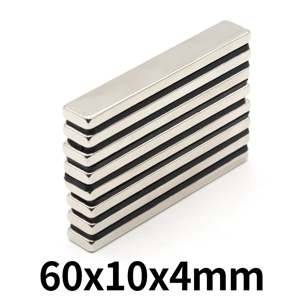 1/2/5/10/20 Pcs Block Magnet 60x10x4 Neodymium Magnet N35 60mm X 10mm X 4mm Permanent NdFeB Super Strong Powerful Magnets