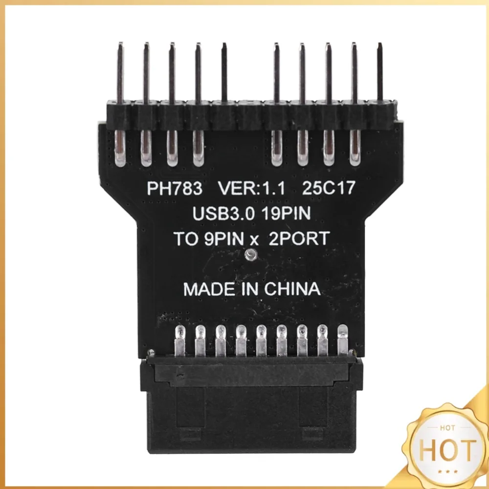 USB 3.0 19PIN To USB 2.0 9PIN Front Panel Socket Adapter Card Wear Resist 1 To 2 Extension Interface Expansion Card for RGB Fans
