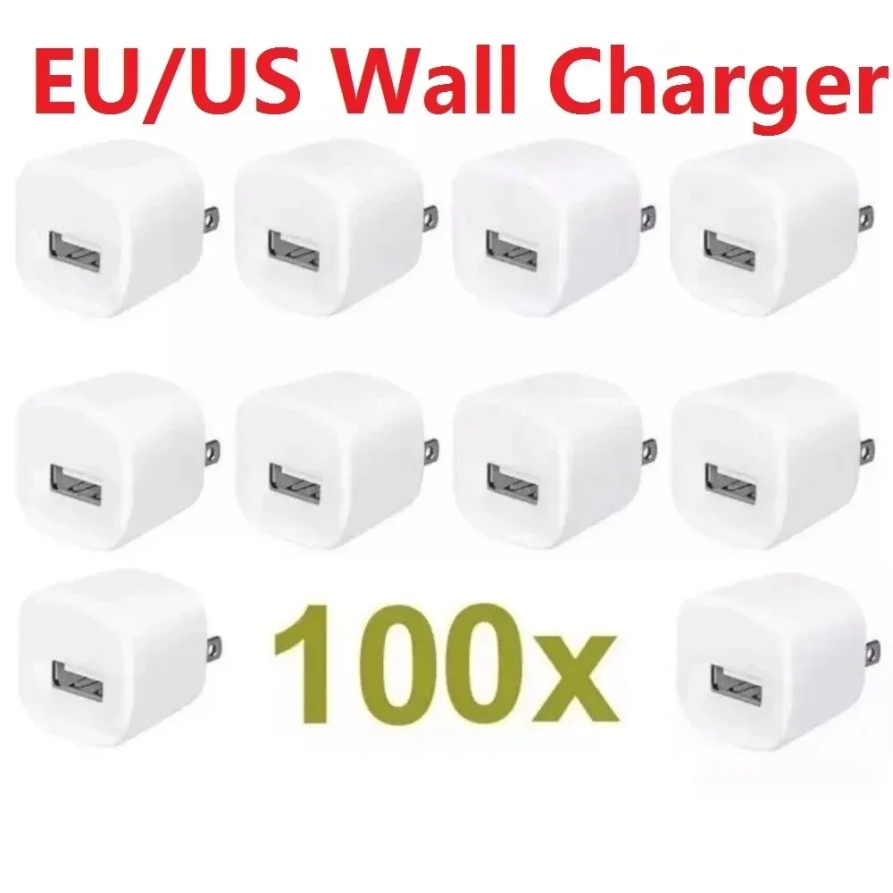 

100pcs 5V 1A Eu US AC Home Travel Wall Charger USB Power Adapters for Iphone Samsung S10 S20 Htc Android Phone