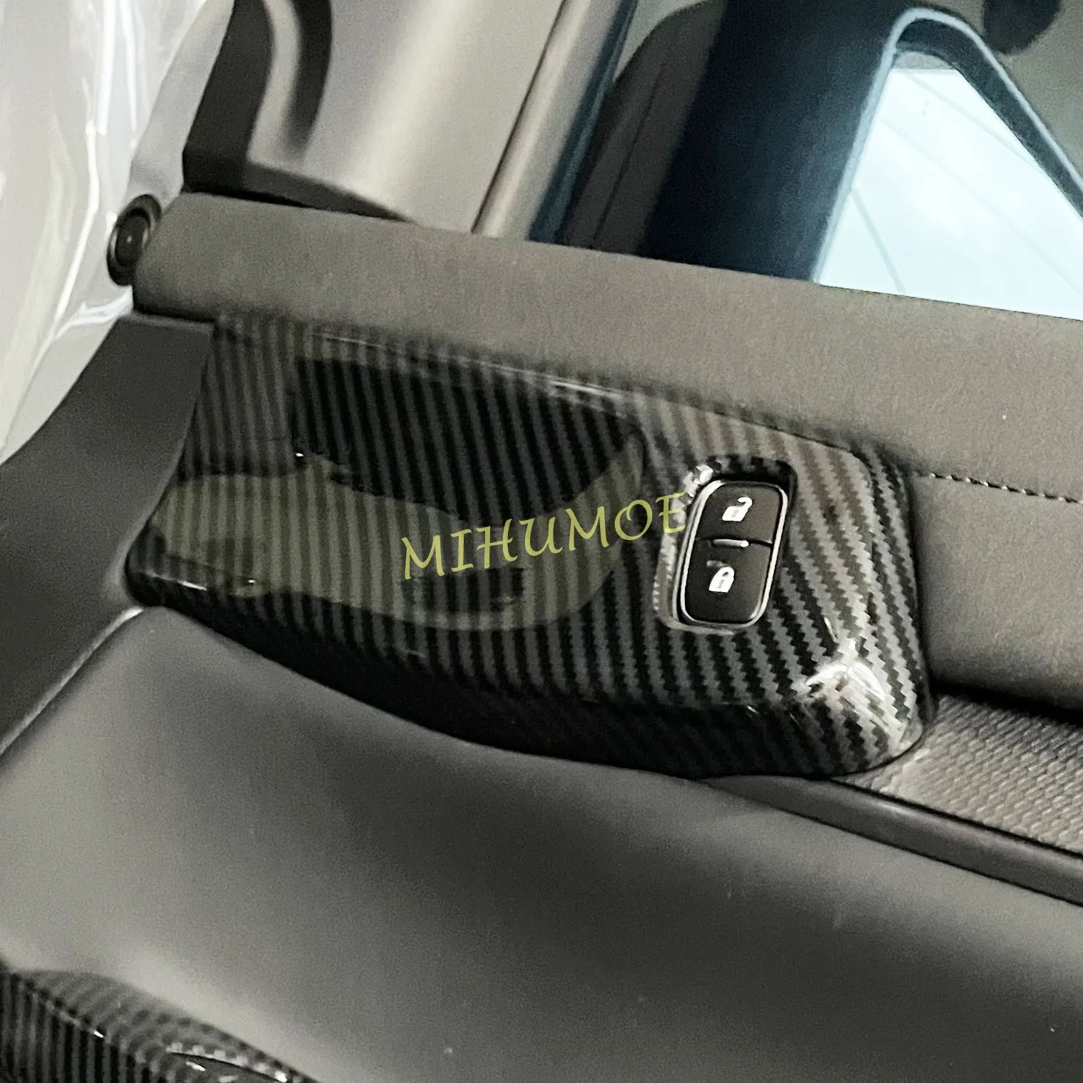 ألياف الكربون الداخلية لوحة الباب التبديل غطاء الزخارف أنيق لفورد رينجر XL XLT 2024 2025 #3