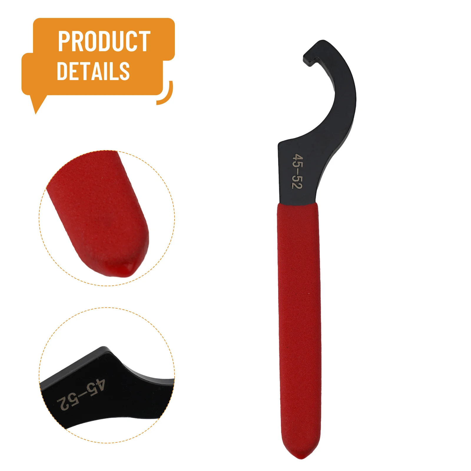 45-48HRC C هوك مفتاح البراغي كوليت تشاك نصف القمر وجع ل 38-72 مللي متر الجوز المستديرة مع مقبض أحمر غير قابل للانزلاق #4