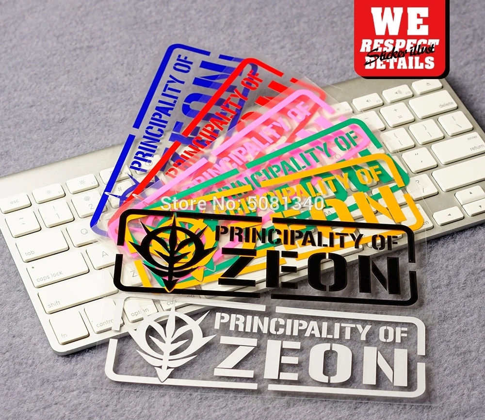 Car Styling and Decals Cartoon Anime Motor Bicycle Laptop Phone Sticker for ZAKU MS06 UC PRINCIPALITY OF ZEON