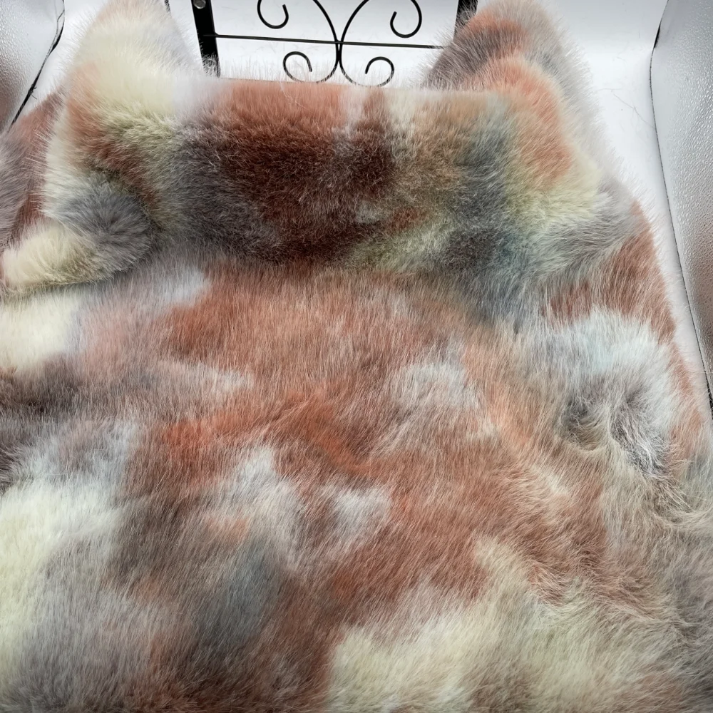 Gradient Rainbow Imitation Fox Plush Fabric for Doll Clothing Set Soft Decoration Thick Cloth Diy Sewing Material - view 2