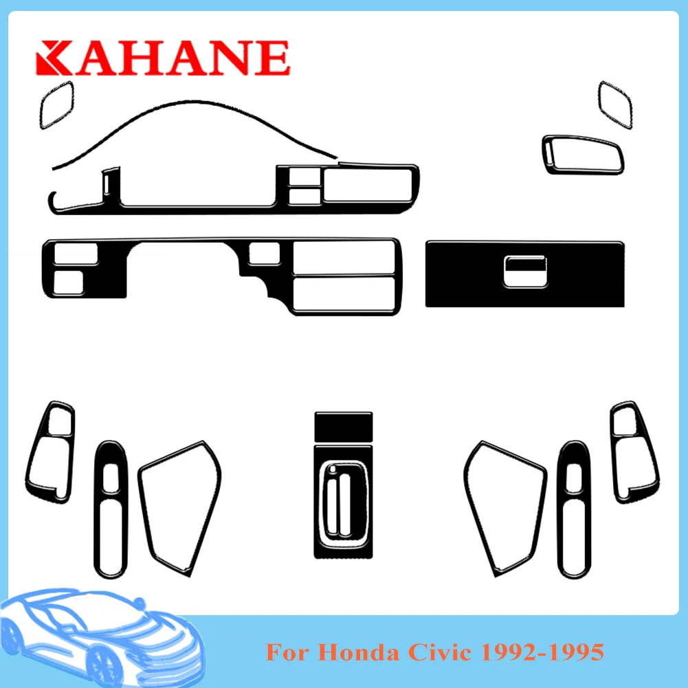 

Piani Black Car Stickers Interior Cover Trim Various Parts Decorative Mouldings Accessories For Honda Civic 1992 1993 1994 1995