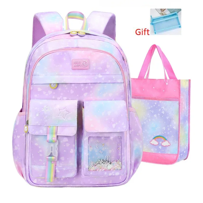 New Elementary School for Girls Student Backpacks Refrigerator Style Schoolbag with Tutorial Bag Cute Children Kids BookBag Pink