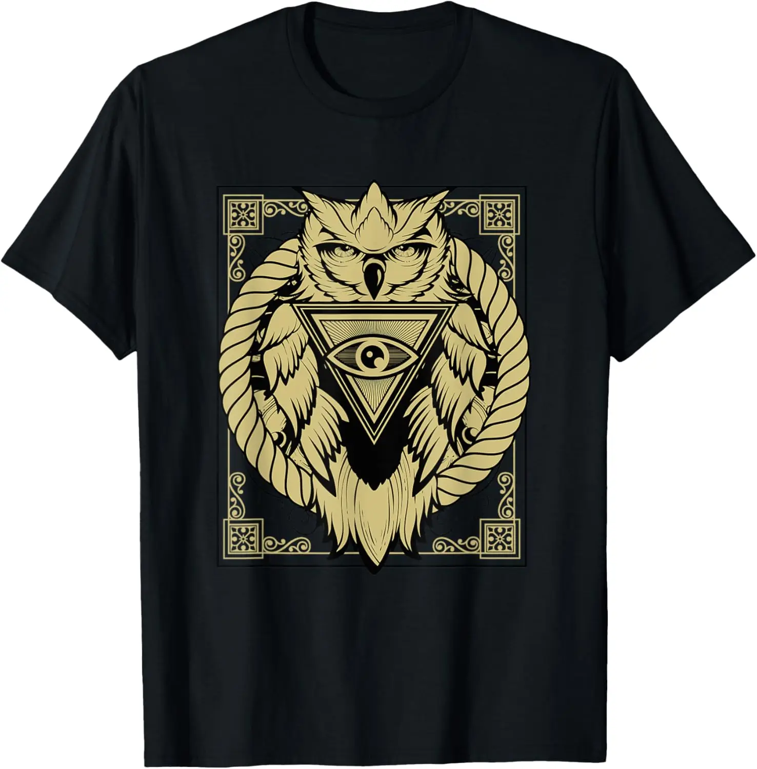 Owl Pyramid Secret Illuminati Owl Tattoo Style T-Shirt