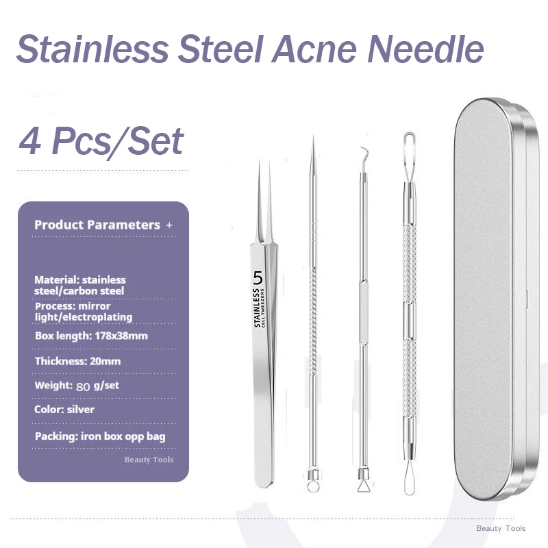 Pincettes professionnelles pour points noirs, dissolvant de points noirs en acier inoxydable haute dur, Kit d'outils Popper de boutons de précision, extracteur de points noirs