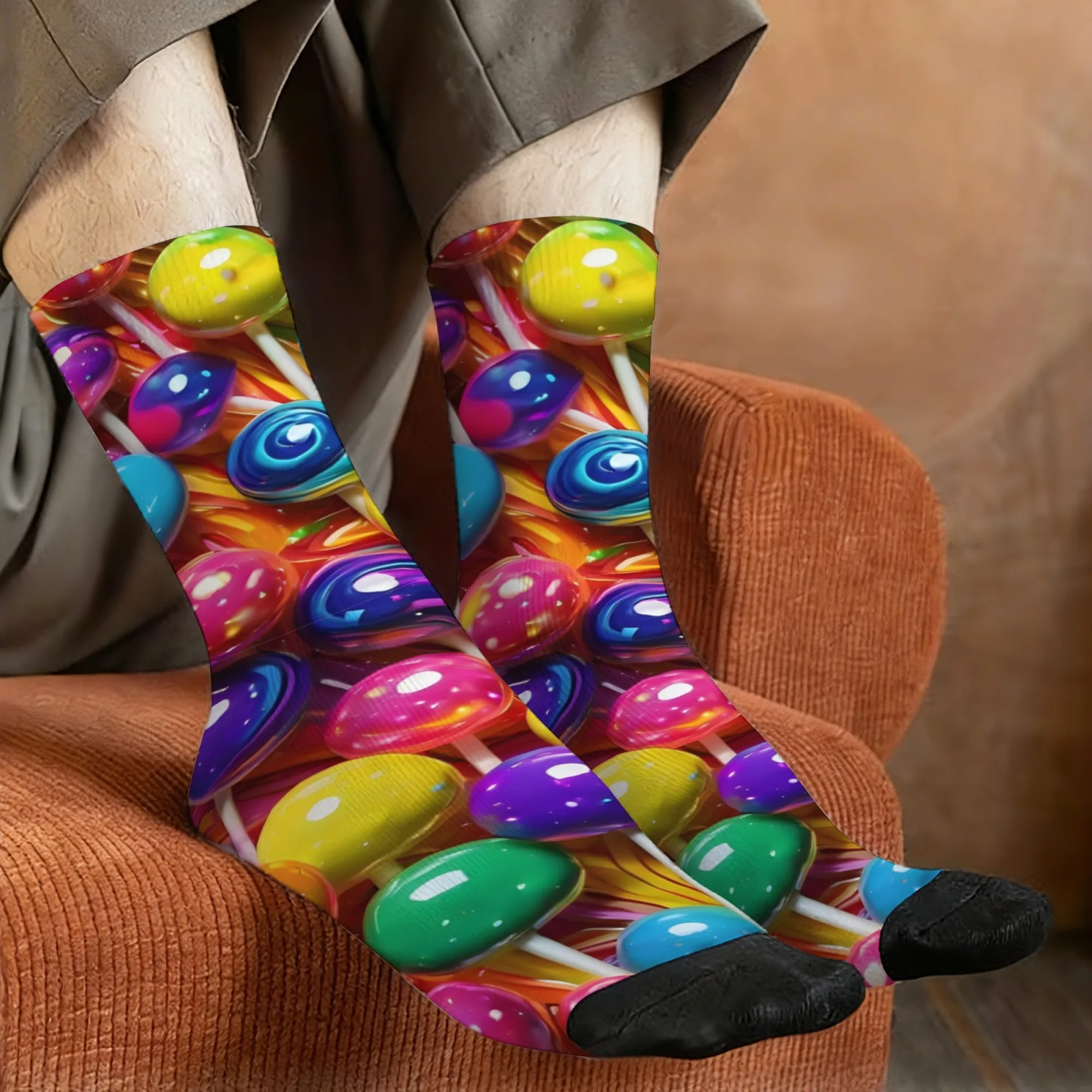 Colorful Lollipop Socks Soft Non-slip Wear-resistant Men's Socks Outdoor Travel Cycling Street Style Harajuku Compression Socks