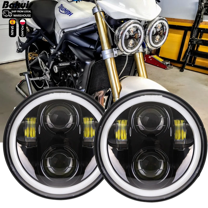 2x 5.75 inch led headlight High/Low beam halo for   3 & Speed Triple & Street Triple & Thunde 5 3/4\