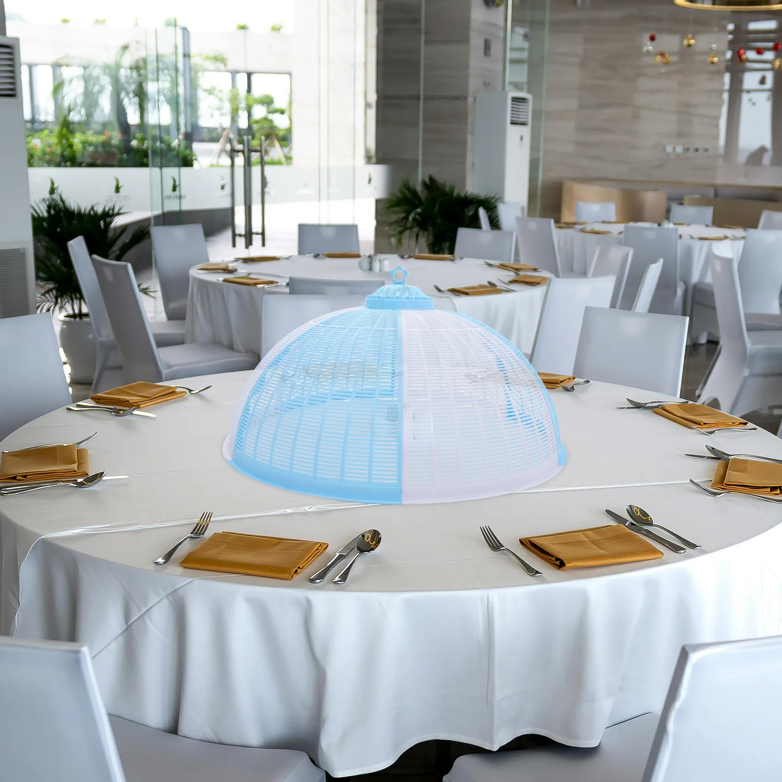 

1PC Food Cover Detachable Kitchen Tableware Dish Protective Insect proof Breathable Plastic Blue White Safe Storage