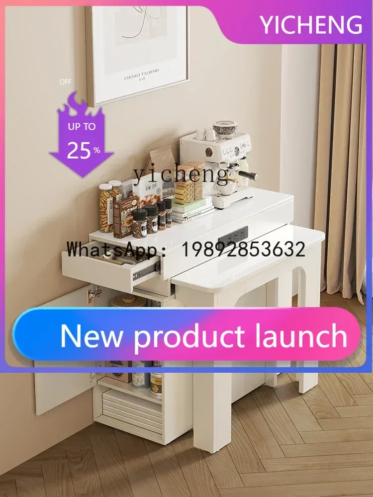 

A2-6 Dining Table Retractable Kitchen Island Dining Table Integrated Cream Style Household Folding Stone Plate Dining Table