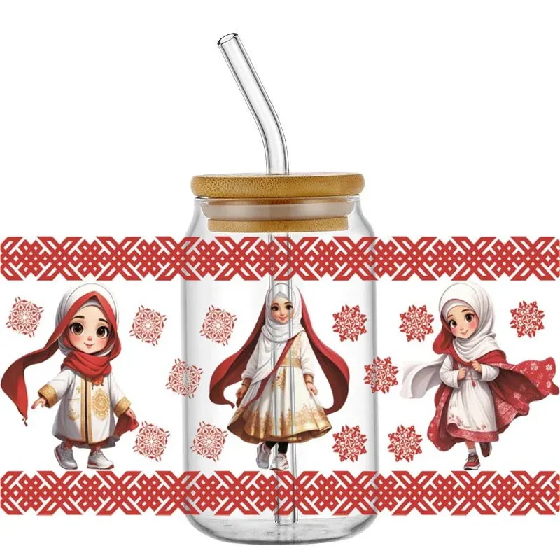 

Custom Muslim Girl Boy UV DTF Stickers 16oz Libbey Cup Wraps Waterproof DIY Decals Easy To Use Hot Sale Trending
