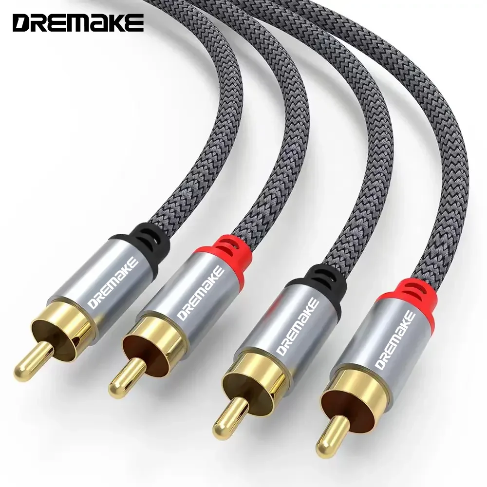 כבל RCA 2 Rca ל-2 כבלי סטריאו Rca זכר לזכר כבל Aux Jack לקולנוע ביתי HDTV TV DVD רמקול תיבת מגבר כוח