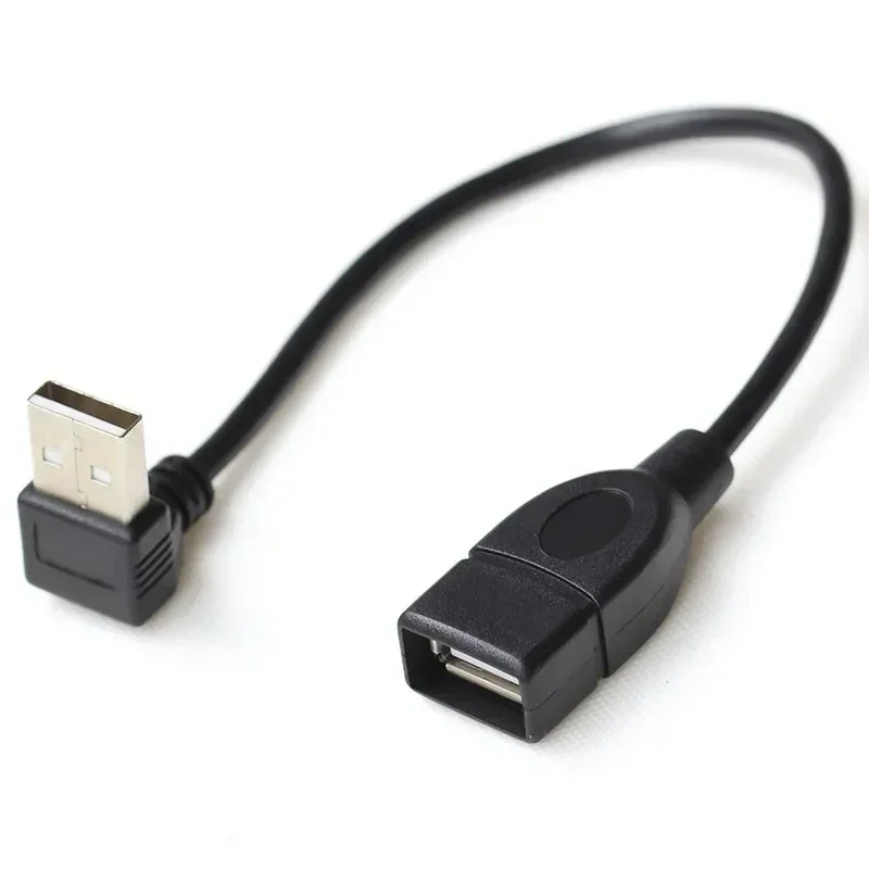 10cm 20cm Przedłużacz USB 2.0 A męski na żeński pod kątem 90 stopni Przedłużacz USB2.0 męski na żeński prawy/lewy/dół/górny Czarny kabel — zdjęcie produktu 2