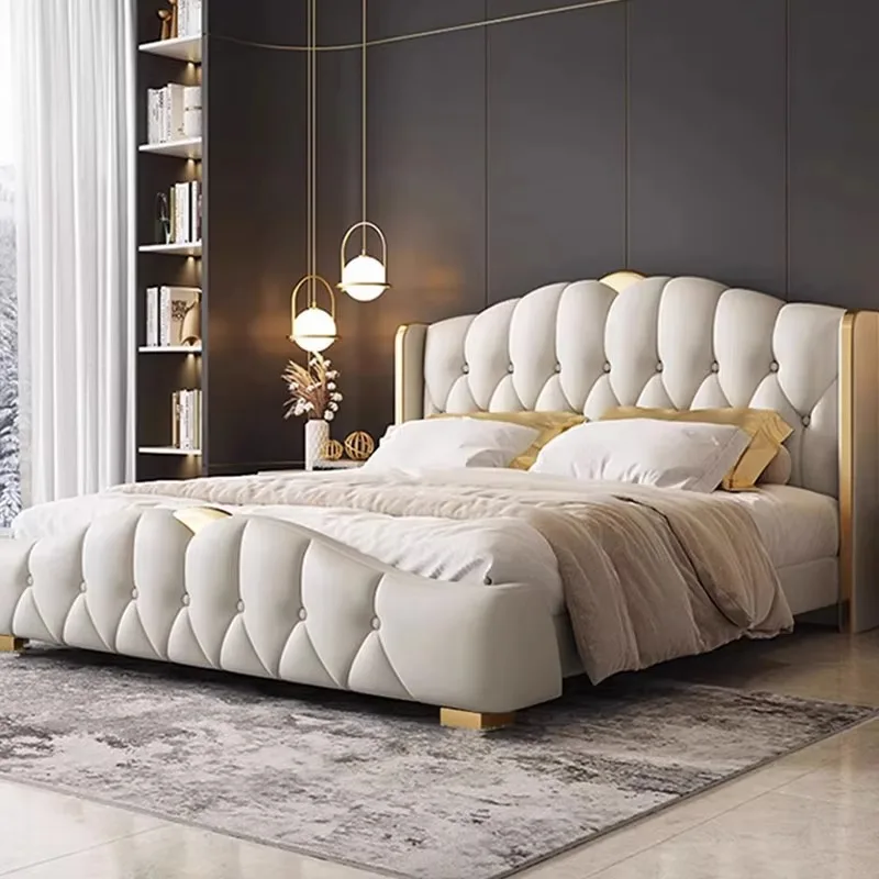 

Princess White Waterproof Double Bed Adult Modern Full Size Bases Double Bed Monster Twin Storage Camas De Casal Home Furniture