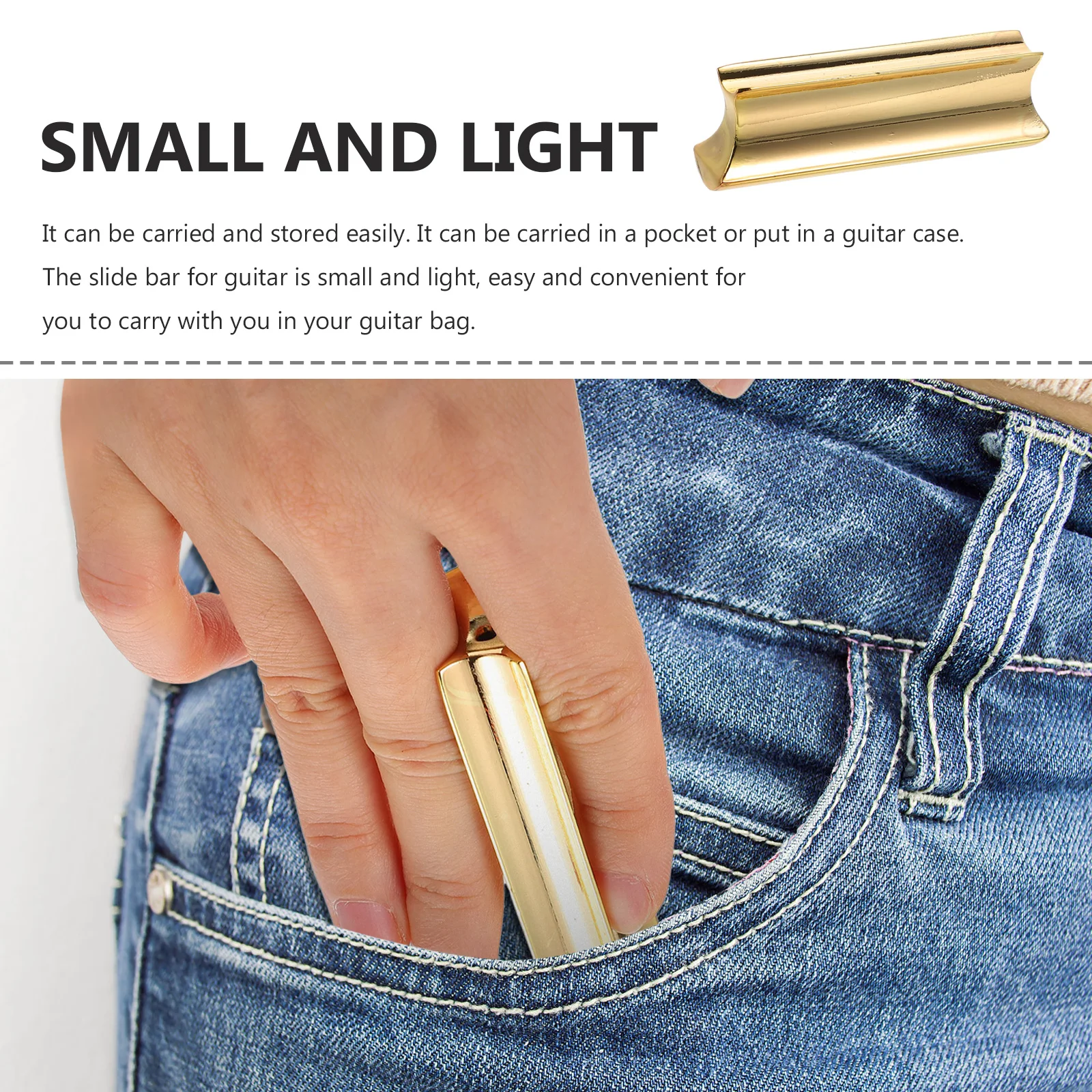 

Guitar Slide Bar Zinc Alloy Golden Smooth Durable Lightweight Metal Guitar Stick For Electric Bass String Instrument