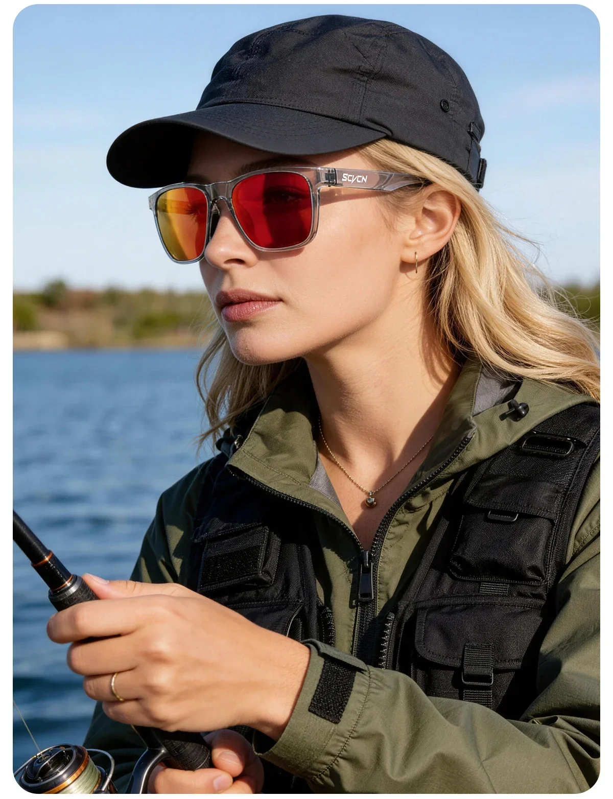 SCVCN Outdoor Polarisierte Sonnenbrille für Strand, Meer, Plattform, Angeln, Radfahren, Herren-Sportbrille, UV400-Schutz, Wassersport-Brille – Detail 23