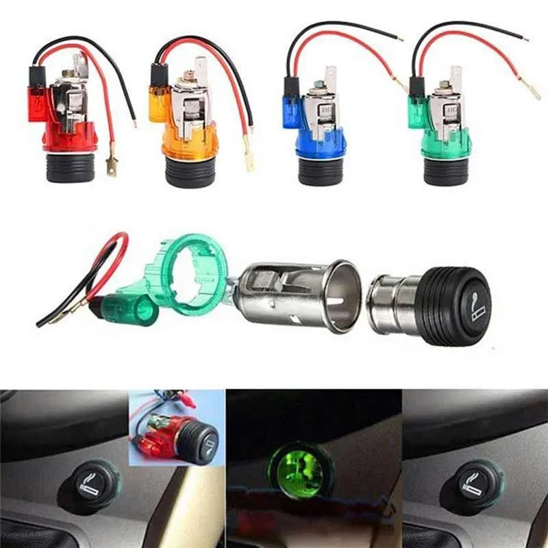 12V 120W car cigarette lighter socket female socket modification cigarette lighter assembly with light marine power socket