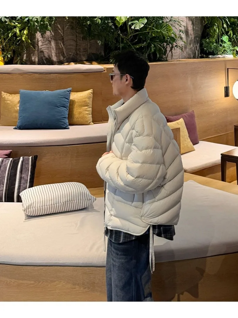 

Winter New Sle Lightweight Pure Color Stand Collar Men Women Puffer Jaet Du down Comfortable Warm Casual ort Coat