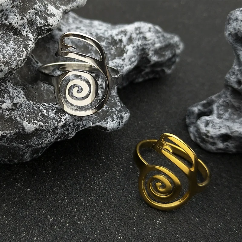 Dai Ko Myo Master Reiki Symbol Ring for Women Men Stainless Steel Gold Color Spiritual Strength Adjustable Rings Jewelry  R54