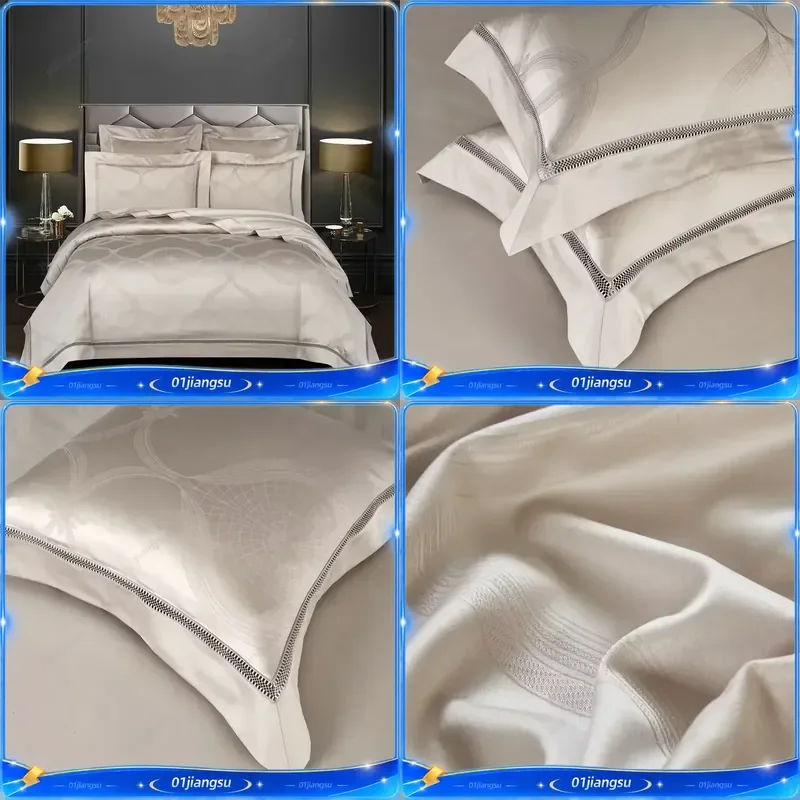 Svetanya European Egyptian Cotton Duvet Cover Set 4Pcs Jacquard Queen King Size Bedding Sets Luxury Home Textile Bed Linen