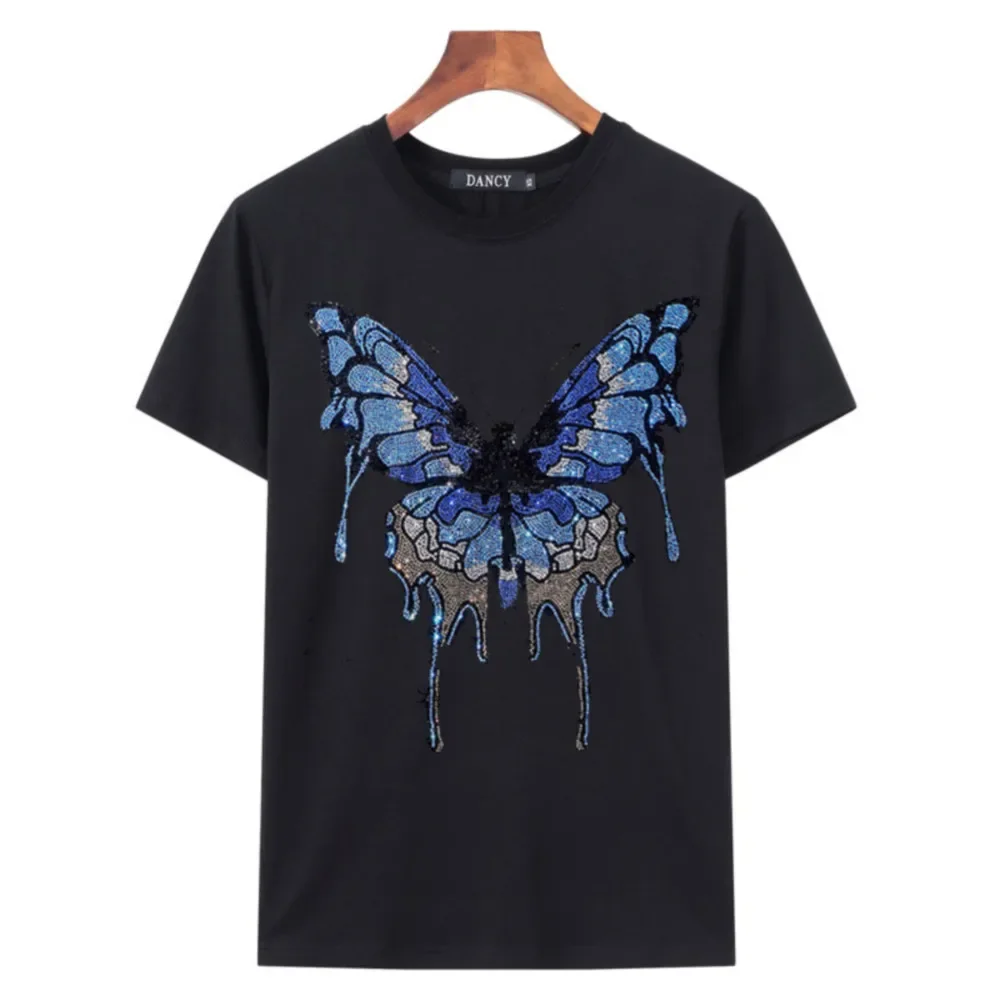 Large Butterfly Rhinestone Iron-on Patches on Clothes Dresses Decorative Accessories Iron-onTransfers for Clothing Shiny Sticker