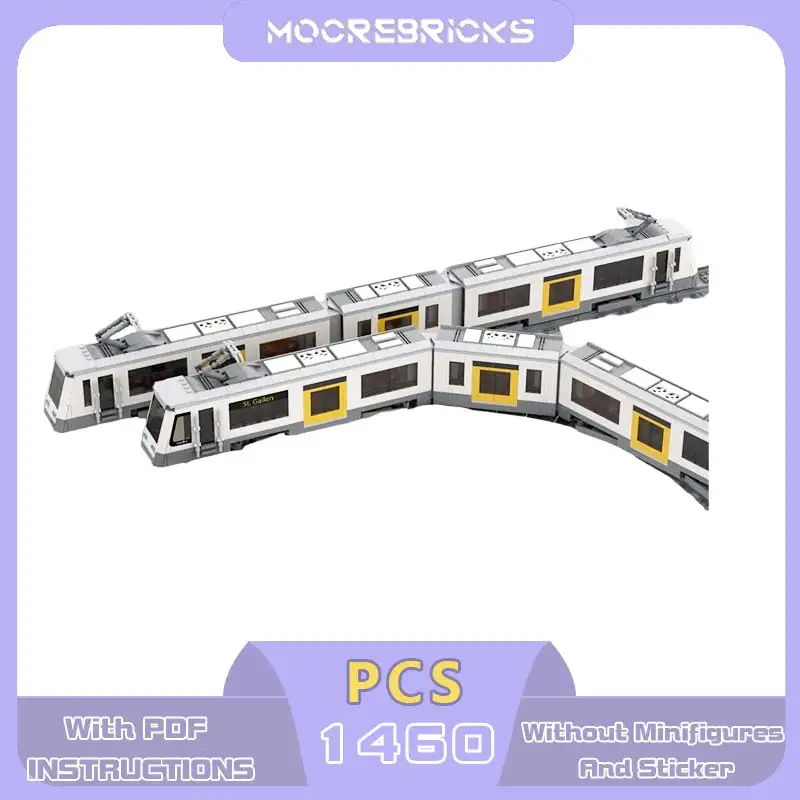 MOC Modern Urban Light Rail Train Building Blocks Set City Commuter Tram Model Minifig-Scale Railway Layout Adult Gift