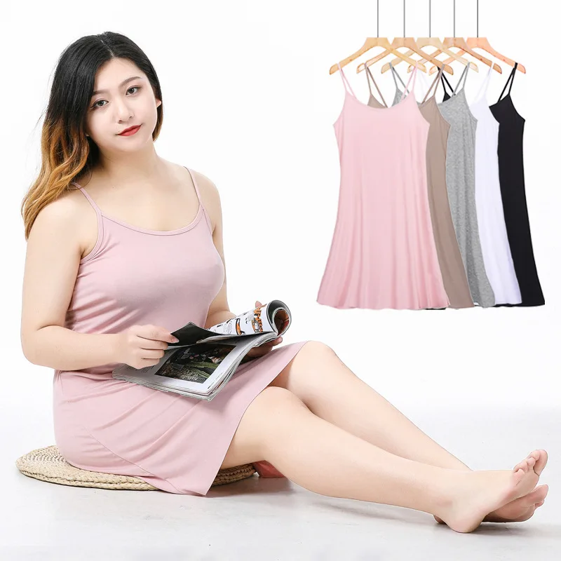 

plus Size Ladies Home Clothes Dress Tank Dress Slip Dress Simple Design Heavy Duty 200 Pounds Sleep Dress Polyester Material