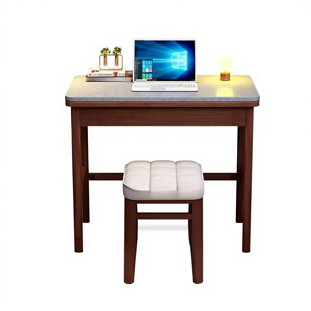 

￥%Light Luxury Foldable Cooling Wood Stone Slab Desk Home Study Writing Small Apartment Bedroom Modern Laptop Computer Desk