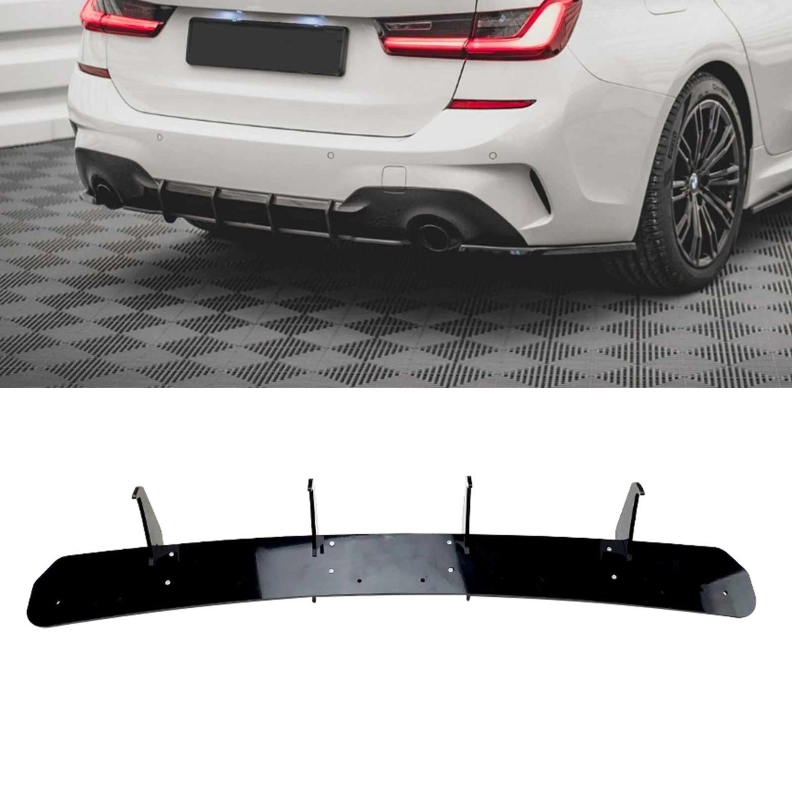 

Rear Bumper Diffuser Splitter Lip For BMW 3 Series G20 320i 325i 330i 2019-2022 Sport Model Boot Decor Spoiler Plate Fin Trim