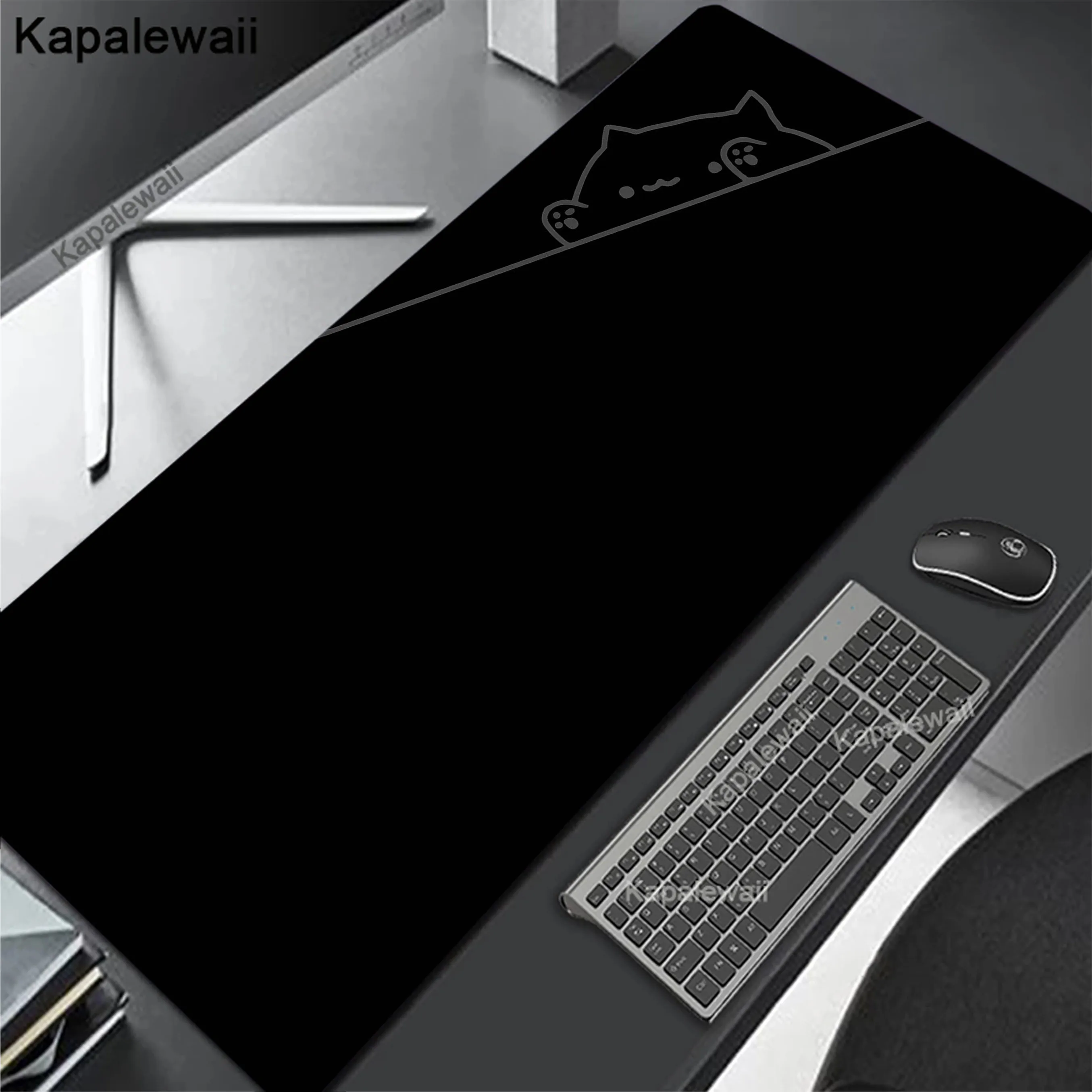 Kawaii Black Cat Simple Large Gaming Mousepad Gamer Speed Keyboard Pads Laptop Carpet Large Mouse Pad For Gamer Rug 90x40cm