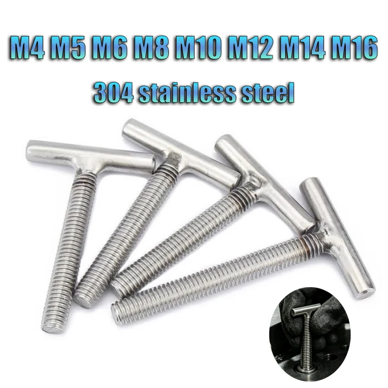 304 Stainless Steel Cylindrical Welding T-Shaped Screw M4M5M6M8M10M12M14M16 Hammer Head Screw Bolts for Chute Rail Miter Track