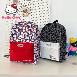 Sanrio Hello Kitty Y2k Cute Cartoon  Women's School Bag Zipper Canvas Travel Backpack Pattern College Student Backpack Bags