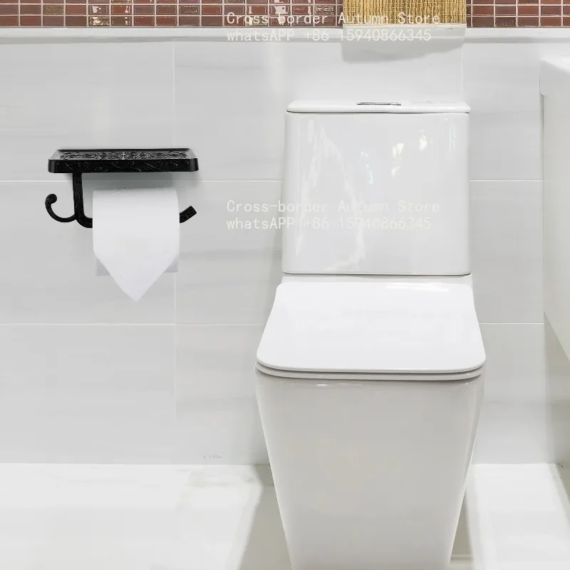 Toilet Paper Holder Wall Mounted with Phone Shelf Aluminum Alloy Waterproof Tissue Roll Holder for Bathroom Kitchen