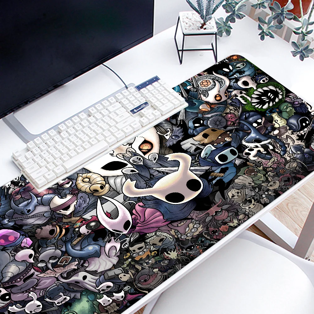 H-Hollow Knight-Grand tapis de souris de jeu LockEdge épais, clavier d'ordinateur, table, bureau, polymères