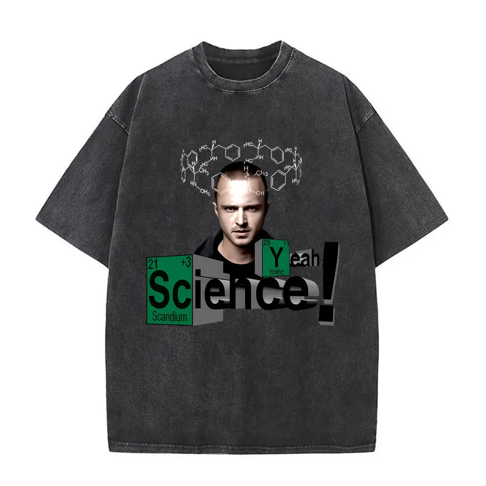 TV Series Breaking Bad Vintage Washed T-shirt Jesse Pinkman Graphic T Shirt Men Women Casual Retro Oversized T-shirts Streetwear