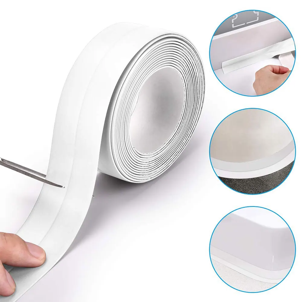 PVC Sealing Strip Tape for Bathroom Bath Toilet Kitchen Caulk Self Adhesive Waterproof Wall Sticker Mold Proof Tapes 1 Roll