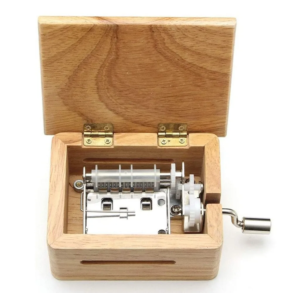 15 Tone Wooden Music Box Paper Tapes Hole Puncher Small Musical Box Wooden Material Hand Cranked Mechanism Musical Instruments