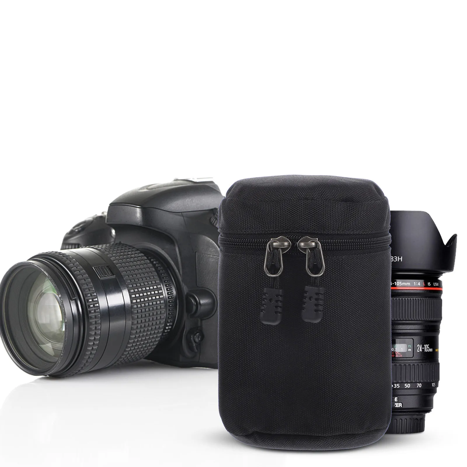 Stylish Camera Lens Holder Premium PU Lens Pouch Lightweight Shockproof Water Resistant Protective Case for